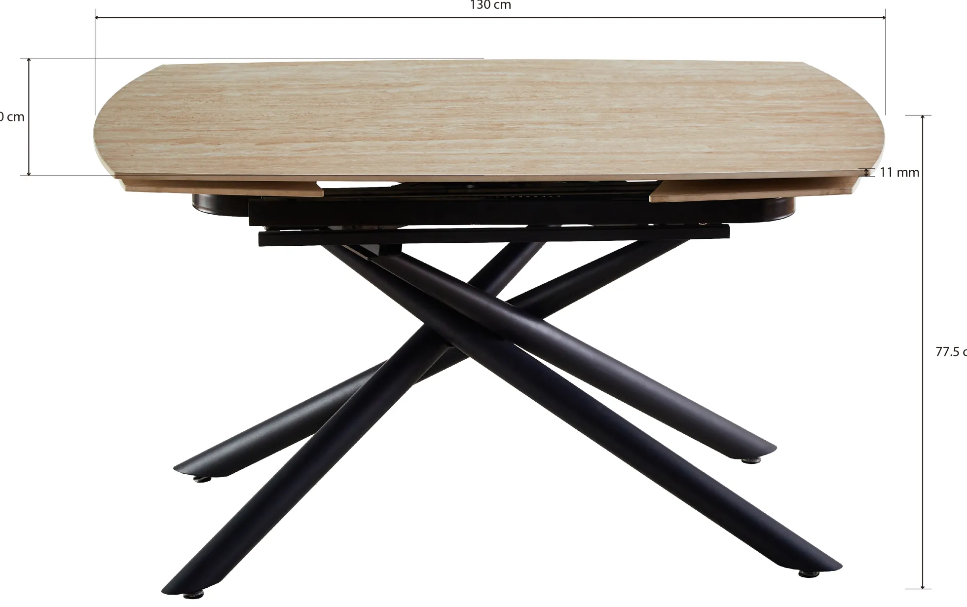 Alicante 190x90x73cm sintret sten beige/sort