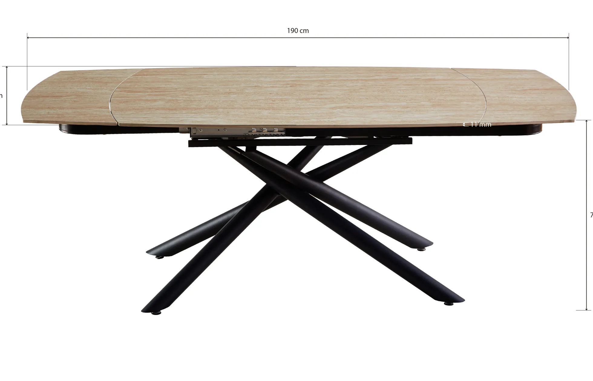 Alicante 190x90x73cm sintret sten beige/sort