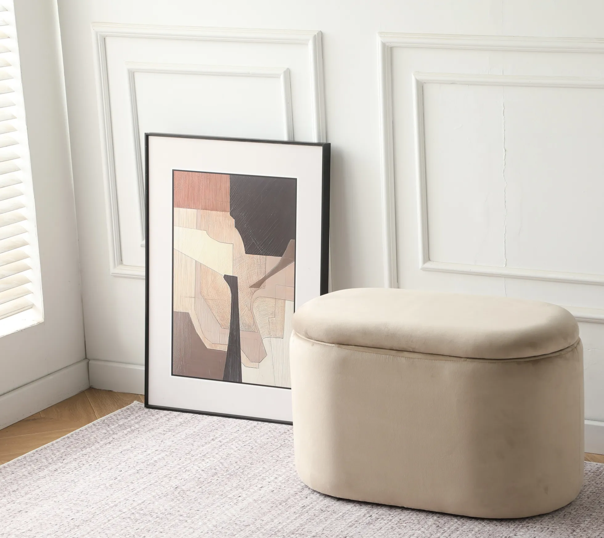 Aranda med opbevaring velour beige