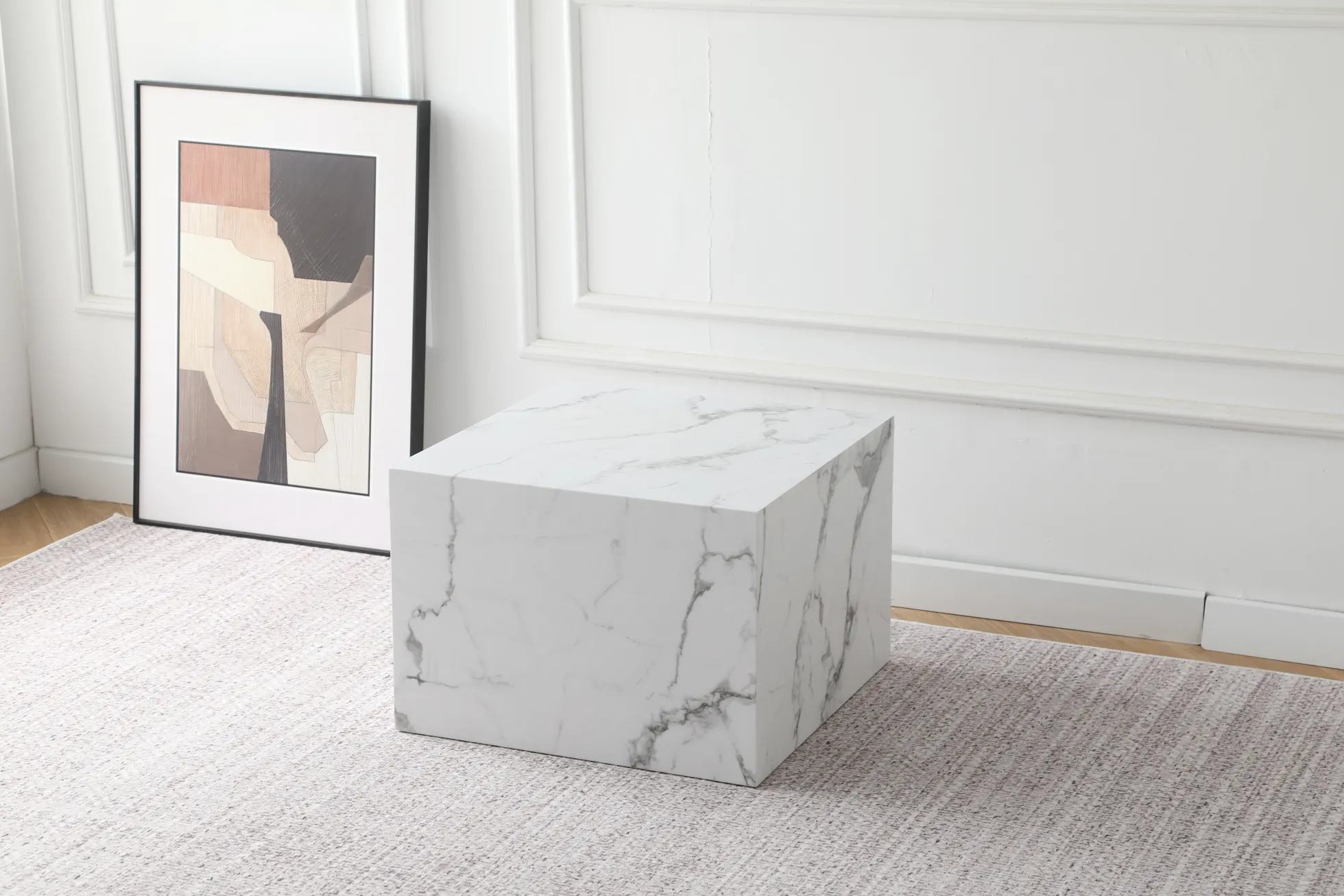 Avery sofabord i hvid marmorprint 58x58x40cm