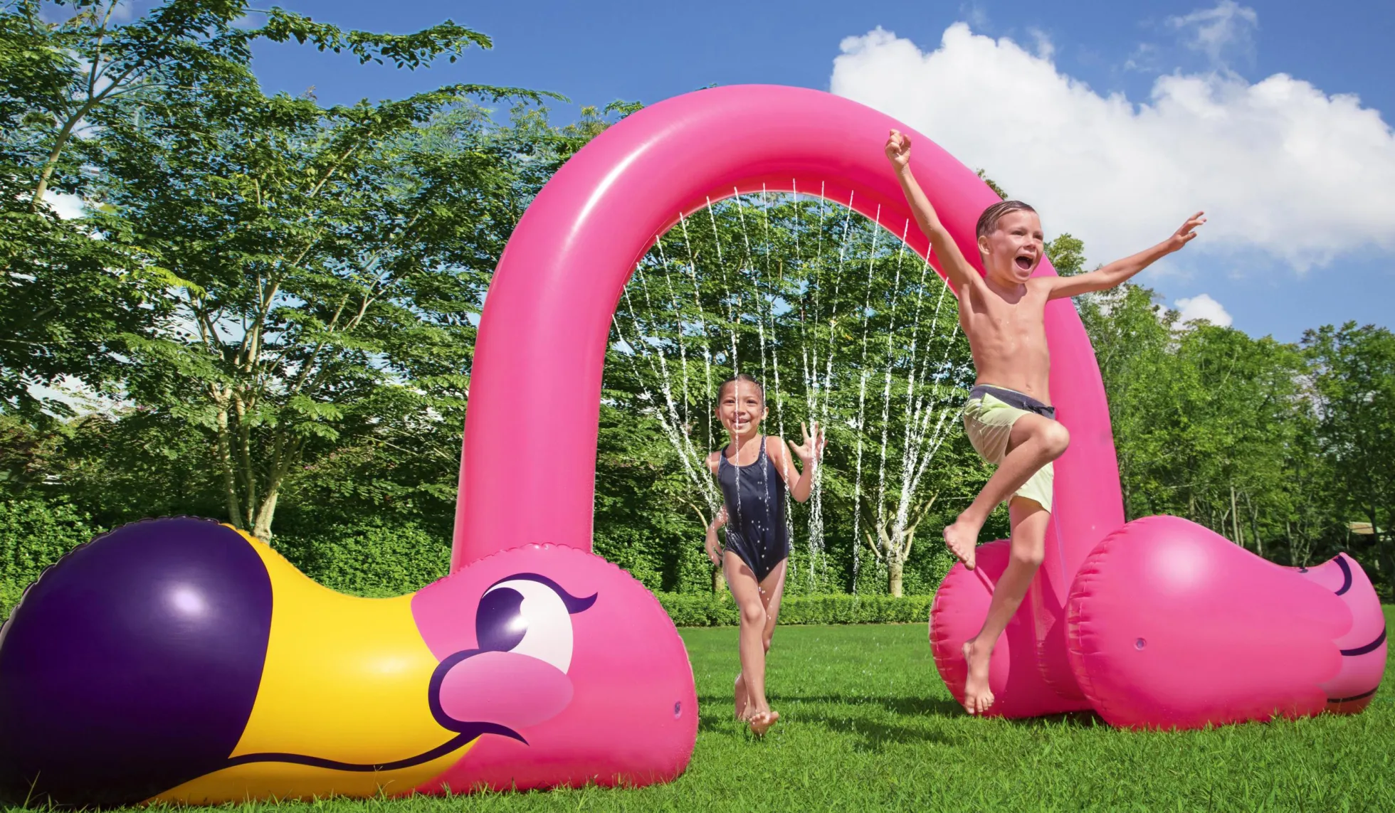 Bestway flamingo med sprinkler 340x110x193cm