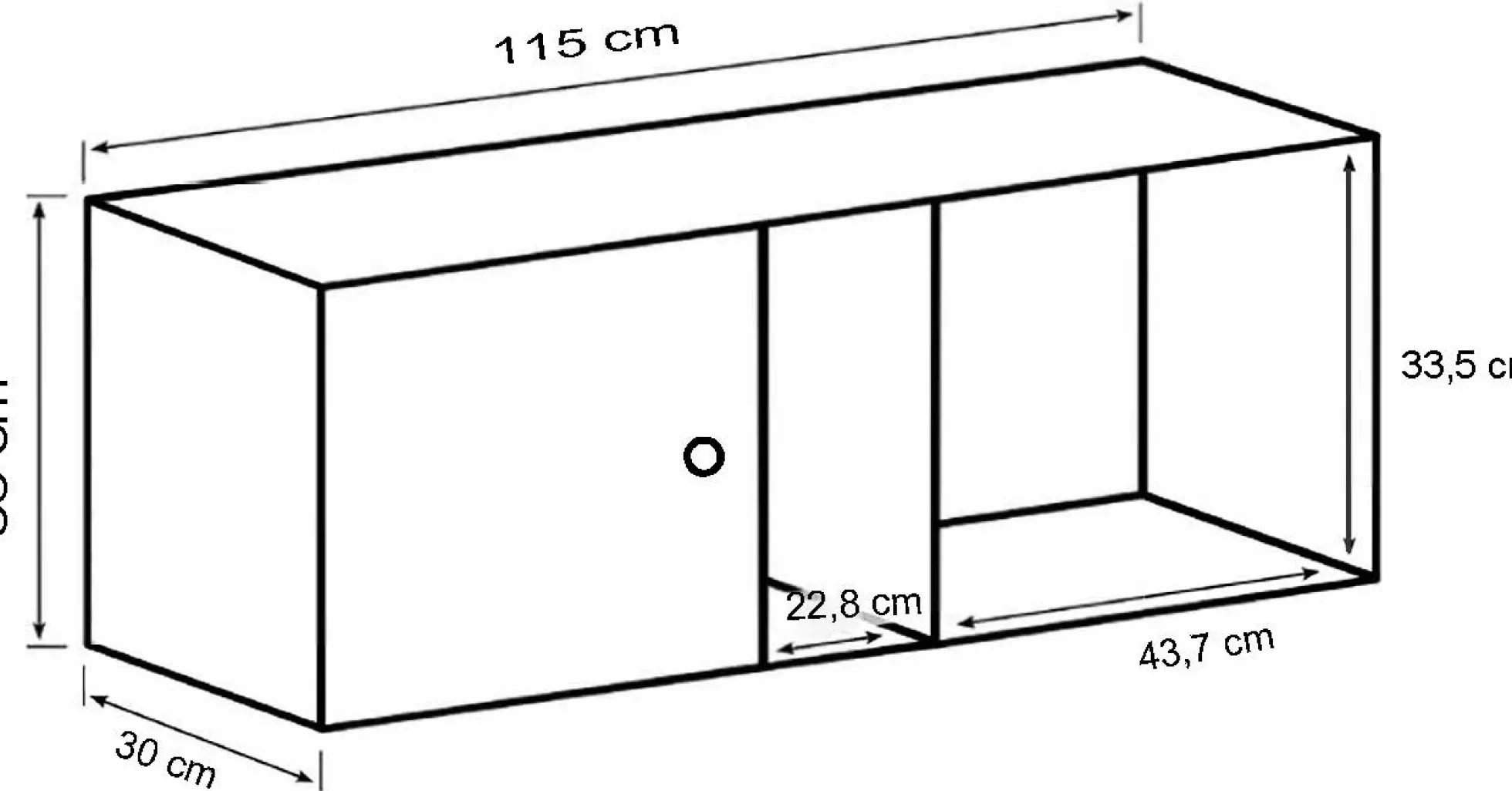 Drammen væghængt valnød 115x30x36cm