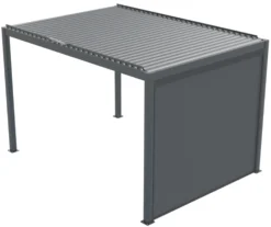 Elektrisk bagvæg til pergola med lameltag antracitgrå