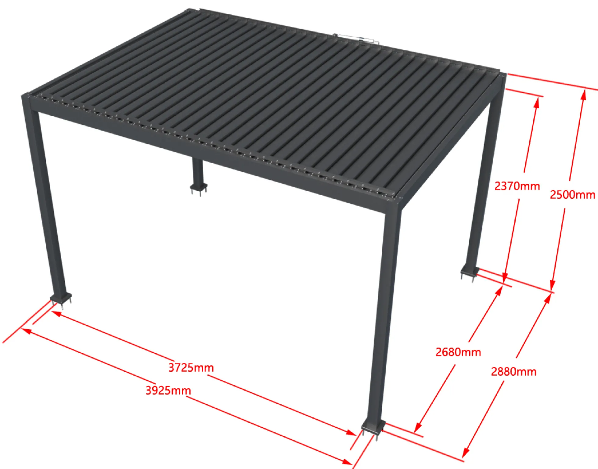 Essence elektrisk LED pergola med lameltag 400x300cm antracit