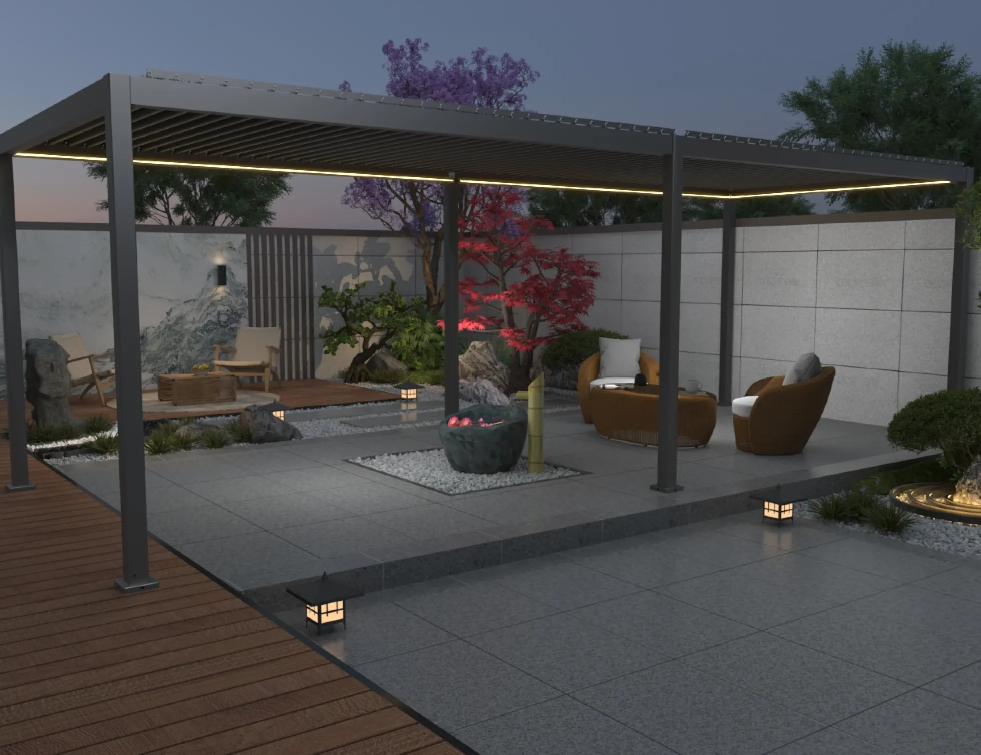 Essence elektrisk LED pergola med lameltag 600x300cm antracit