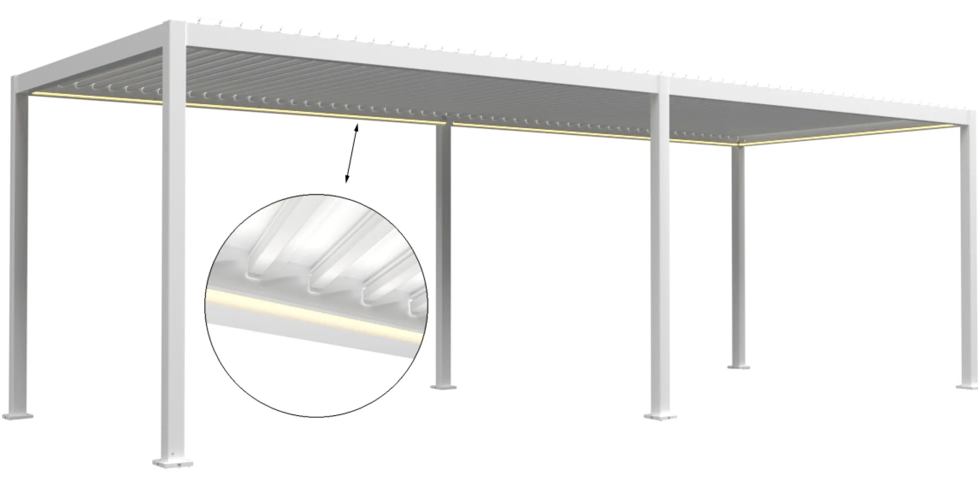 Essence elektrisk LED pergola med lameltag 600x300cm hvid