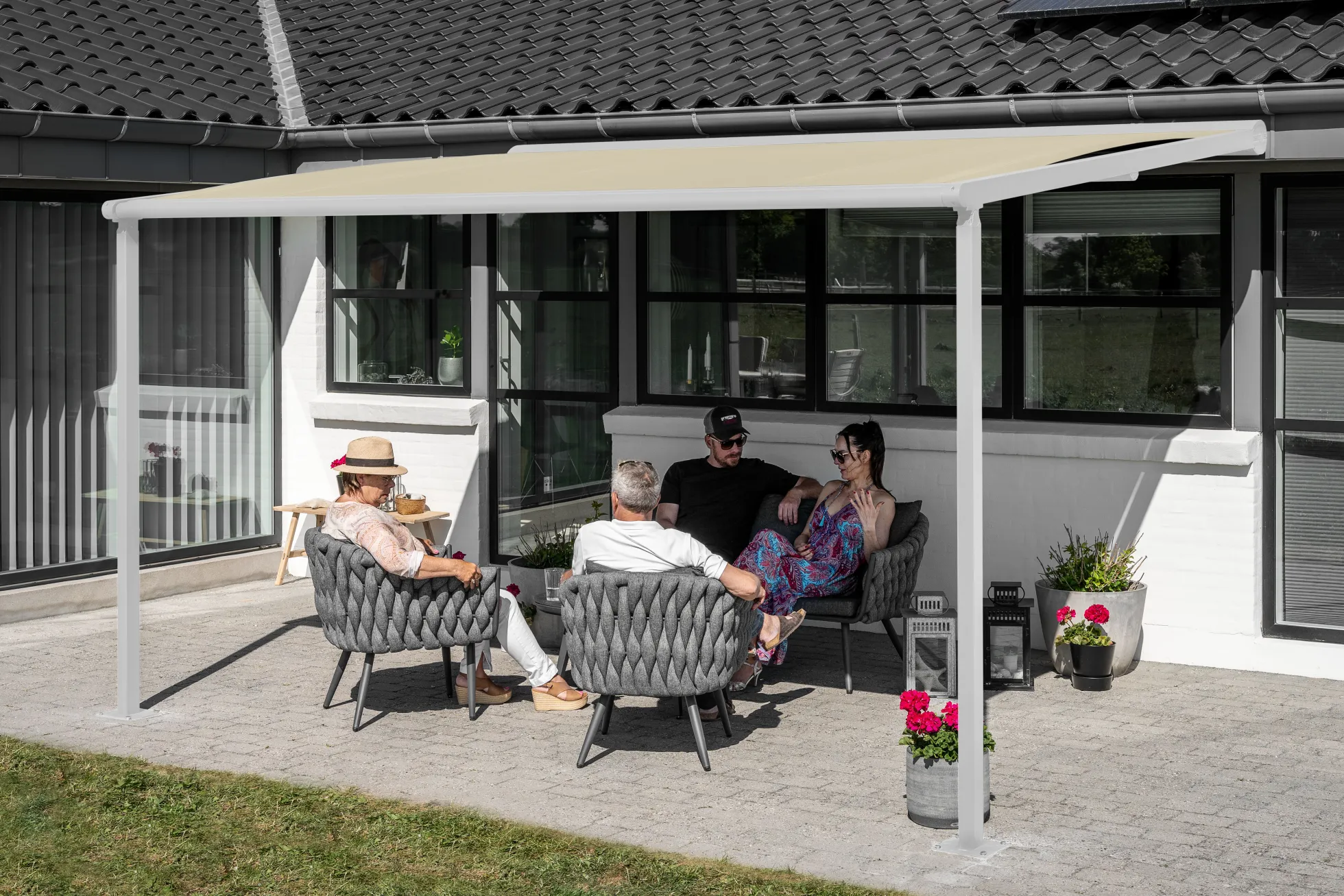 Essence elektrisk pergola markise 400x300cm hvid/creme