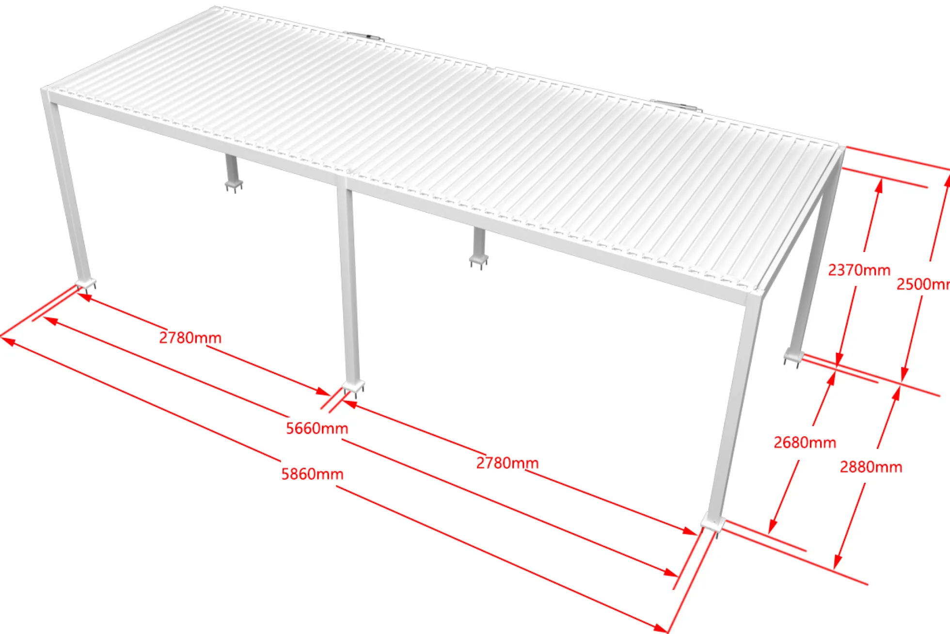 Essence elektrisk pergola med lameltag 600x300cm hvid