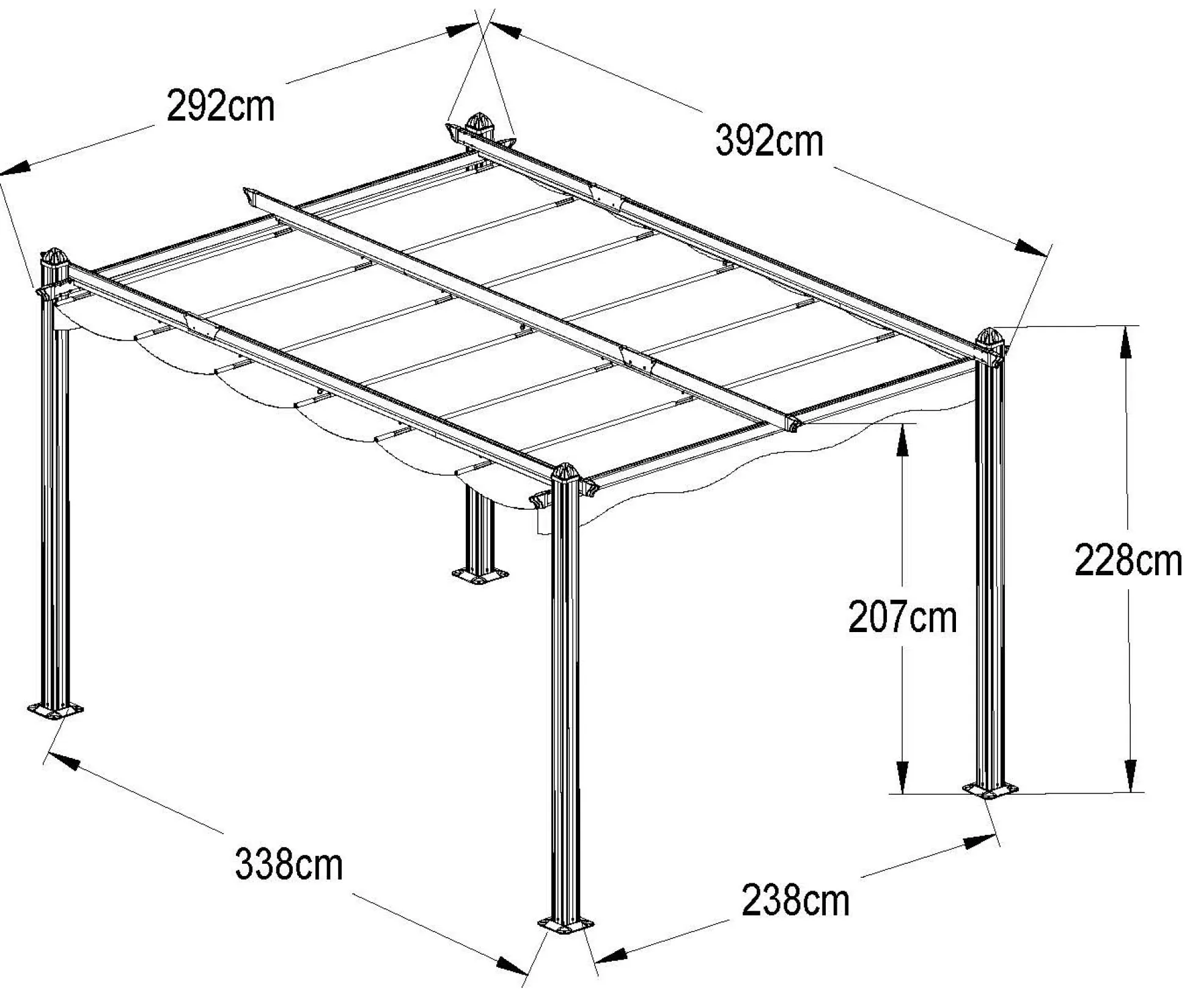 Essence manuel pergola med dug 12m2