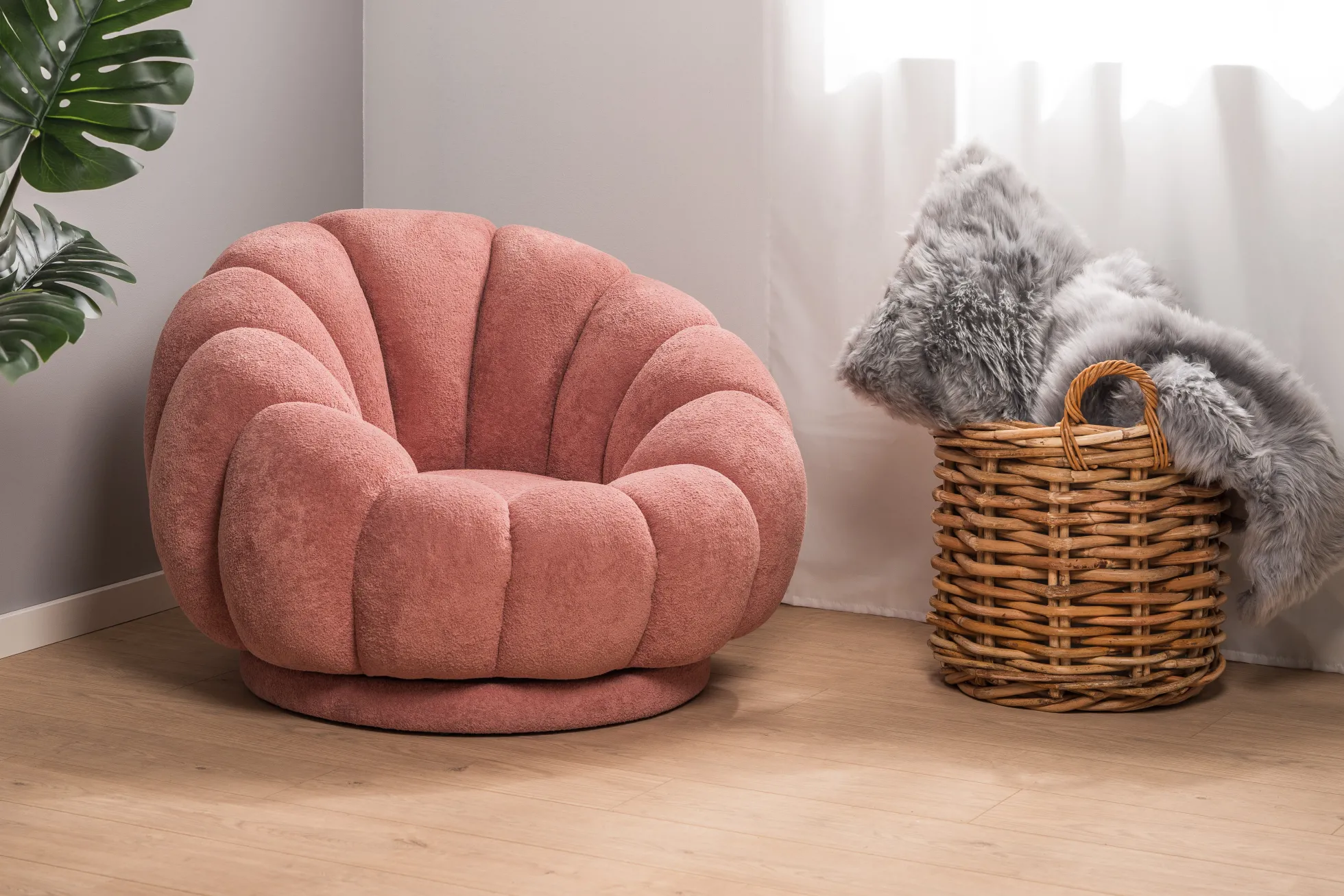 Fermo med drejefunktion plys rosa