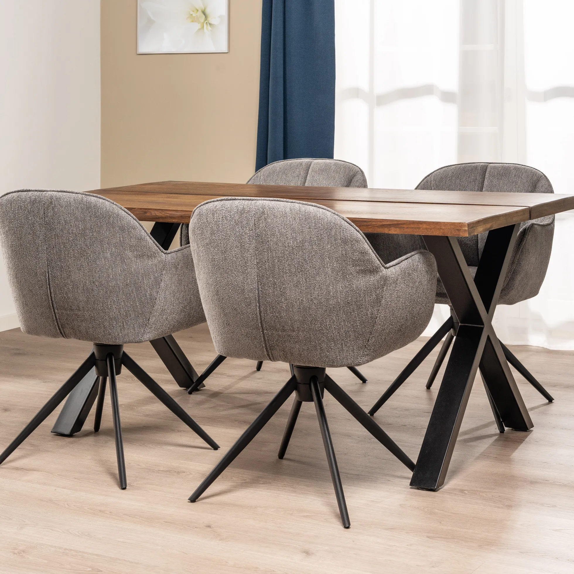 Firenze med krydsben 160x95x74cm eg smoked/sort