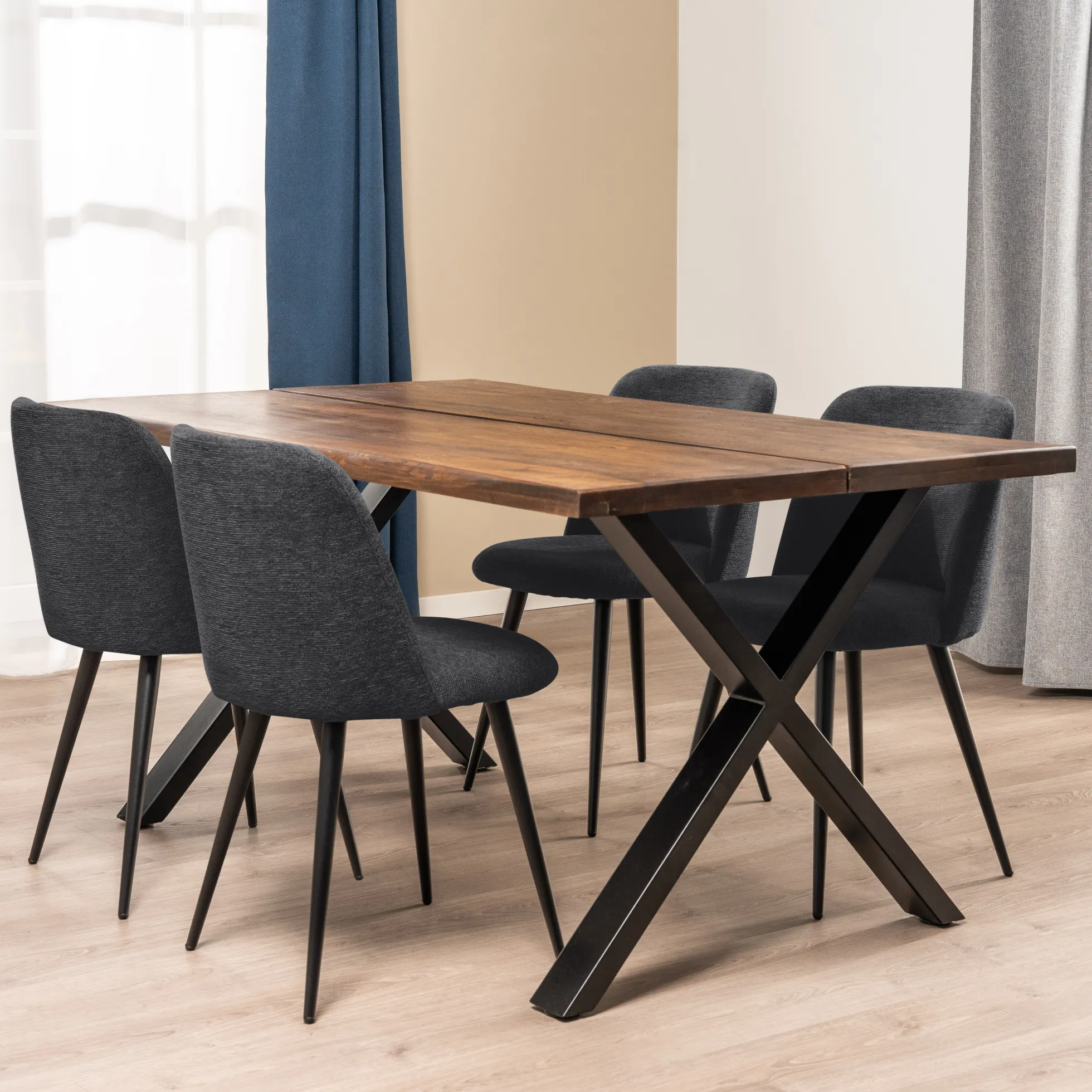 Firenze med krydsben 160x95x74cm eg smoked/sort