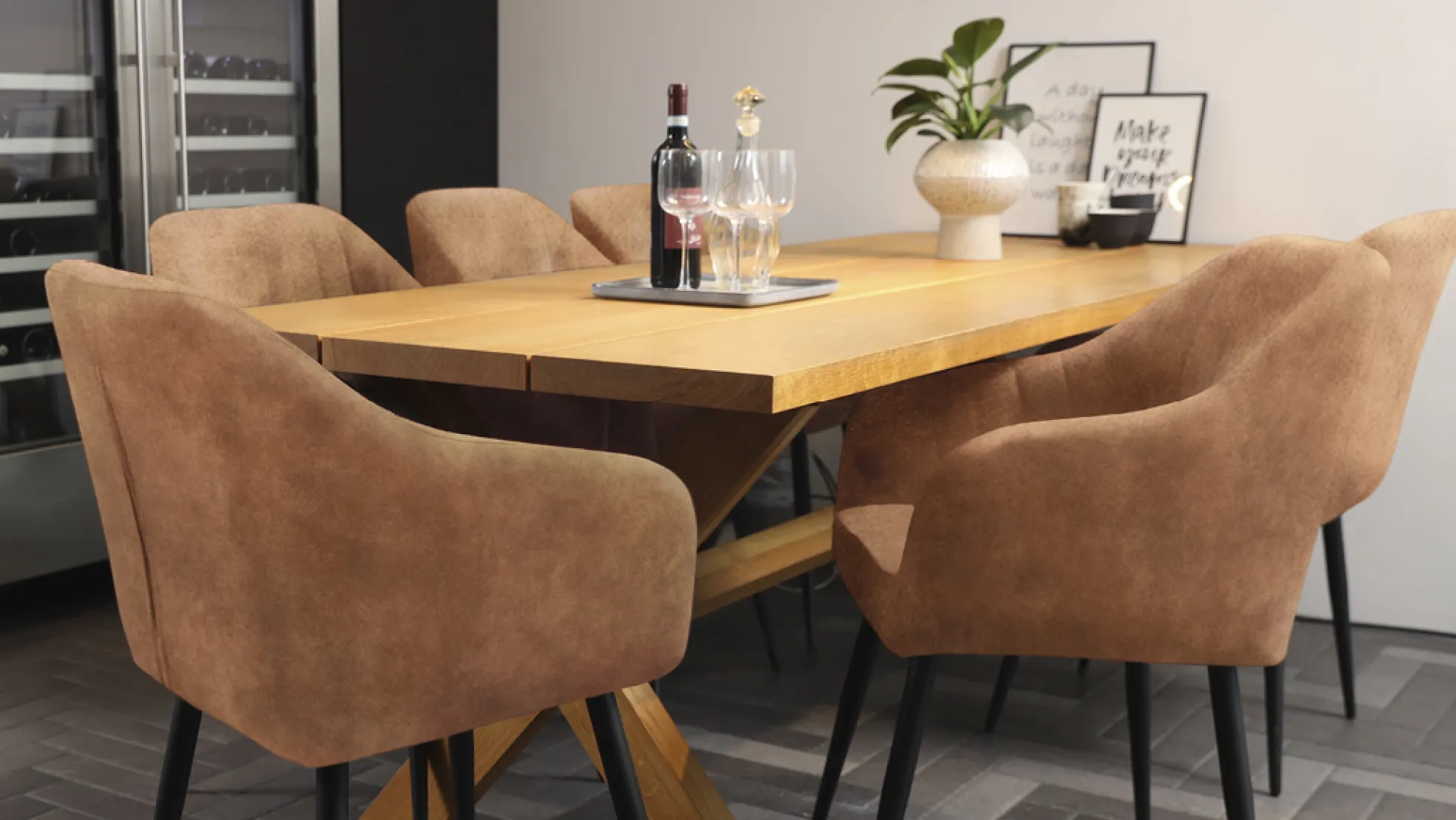 Helle cowboystof cognac/sort