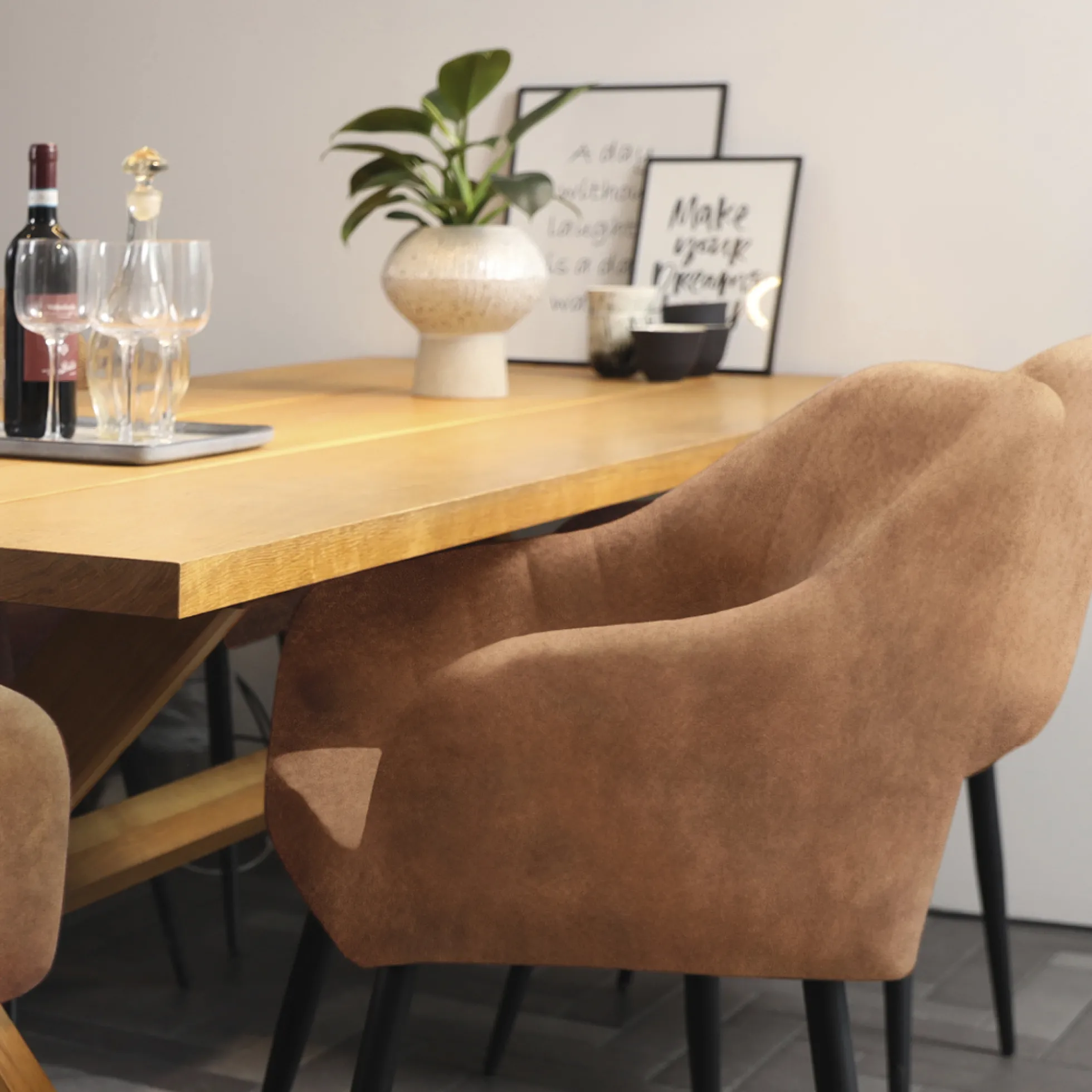 Helle cowboystof cognac/sort