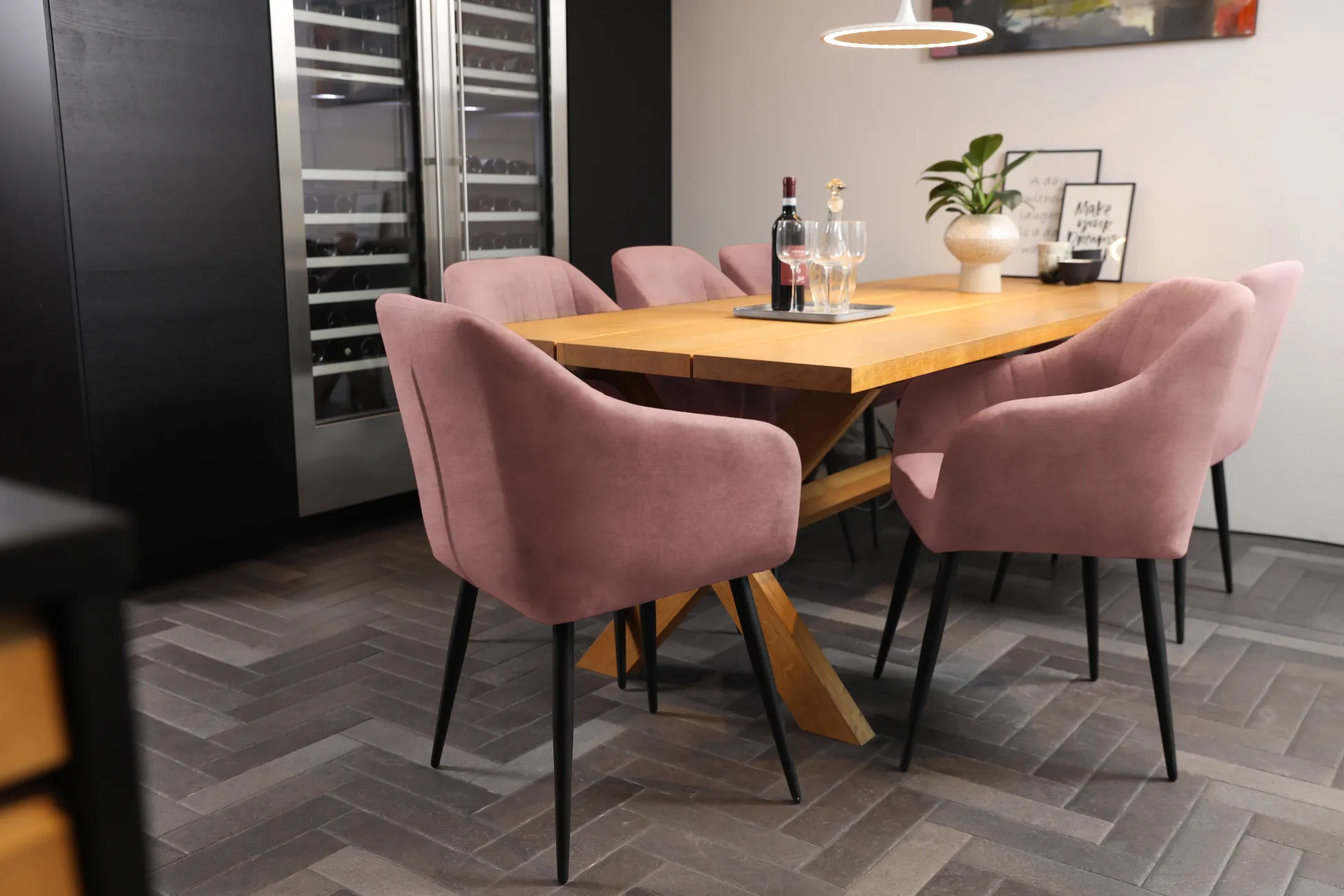 Helle velour rosa/sort