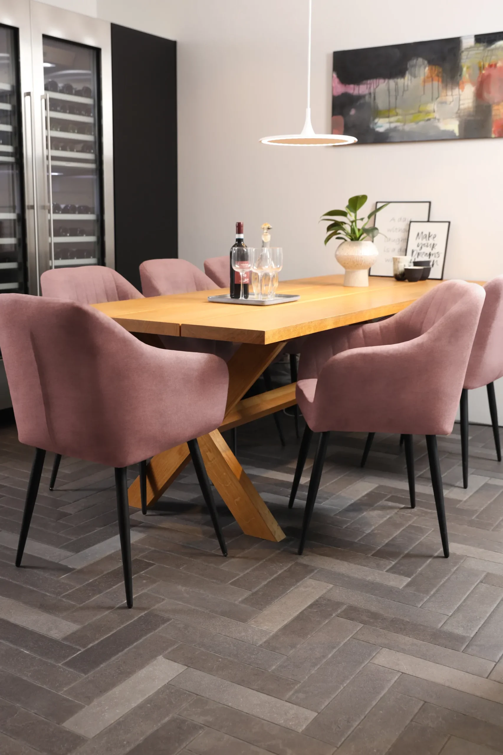 Helle velour rosa/sort