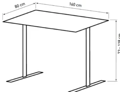 Hæve sænkebord brun 160x80cm