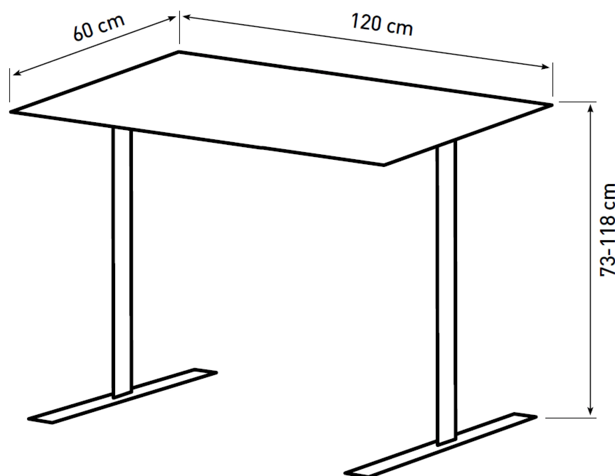 Hæve sænkebord hvid 120x60cm