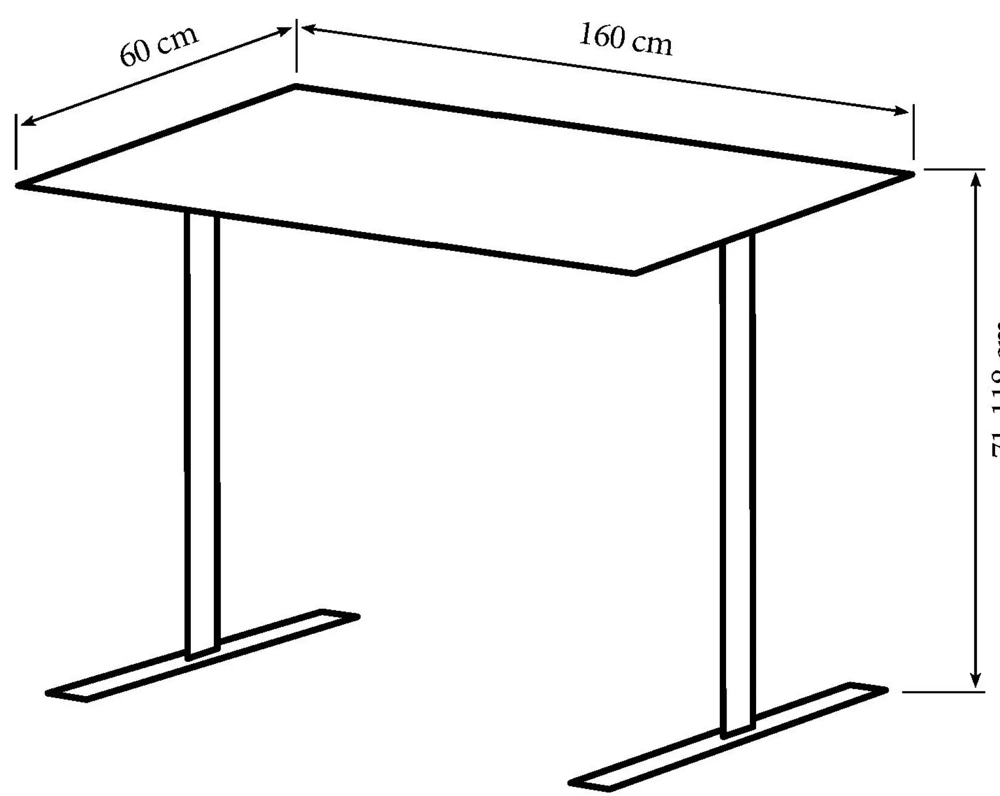 Hæve sænkebord mørkebrun 160x60cm