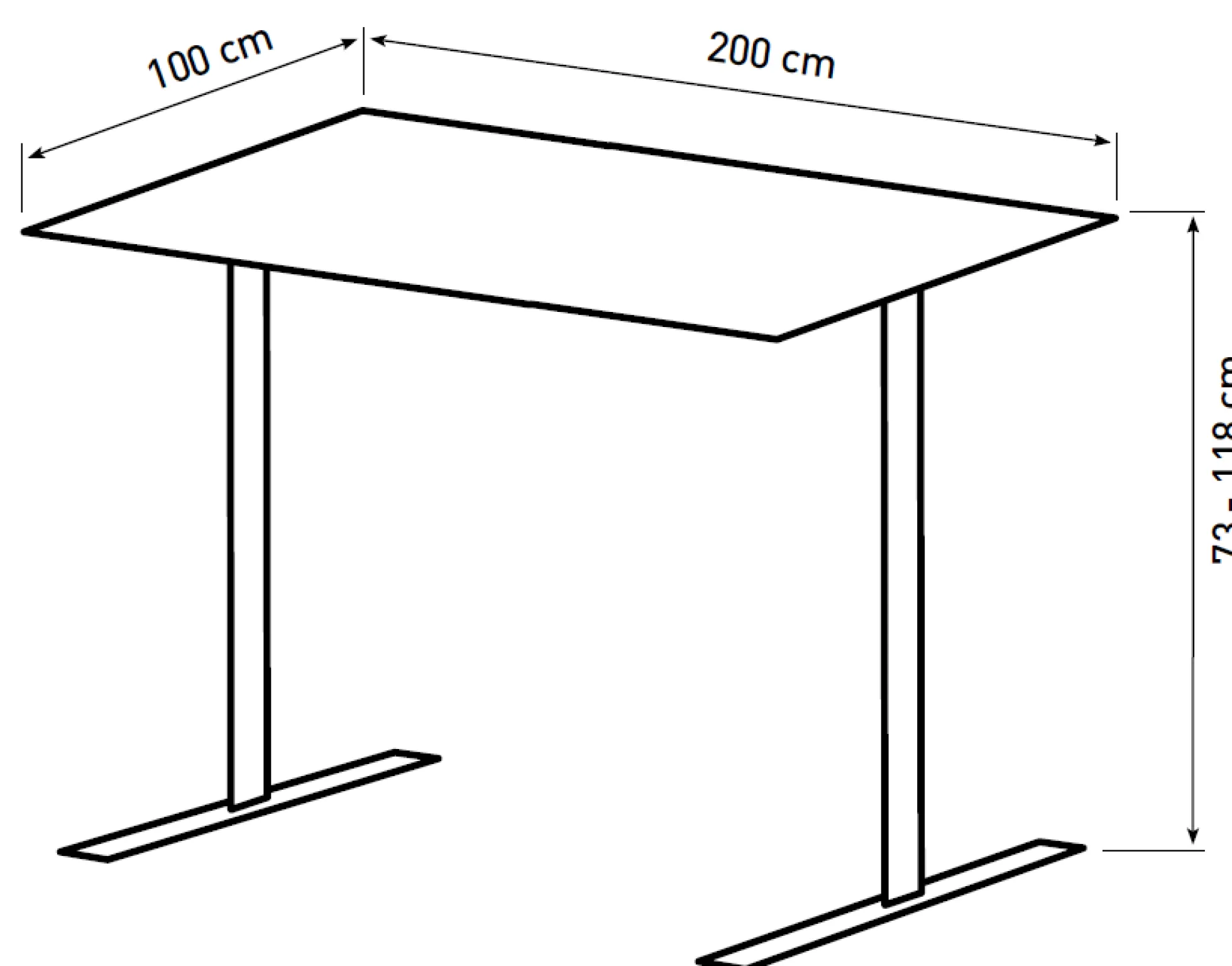 Hæve sænkebord PLUS natur 200x100cm