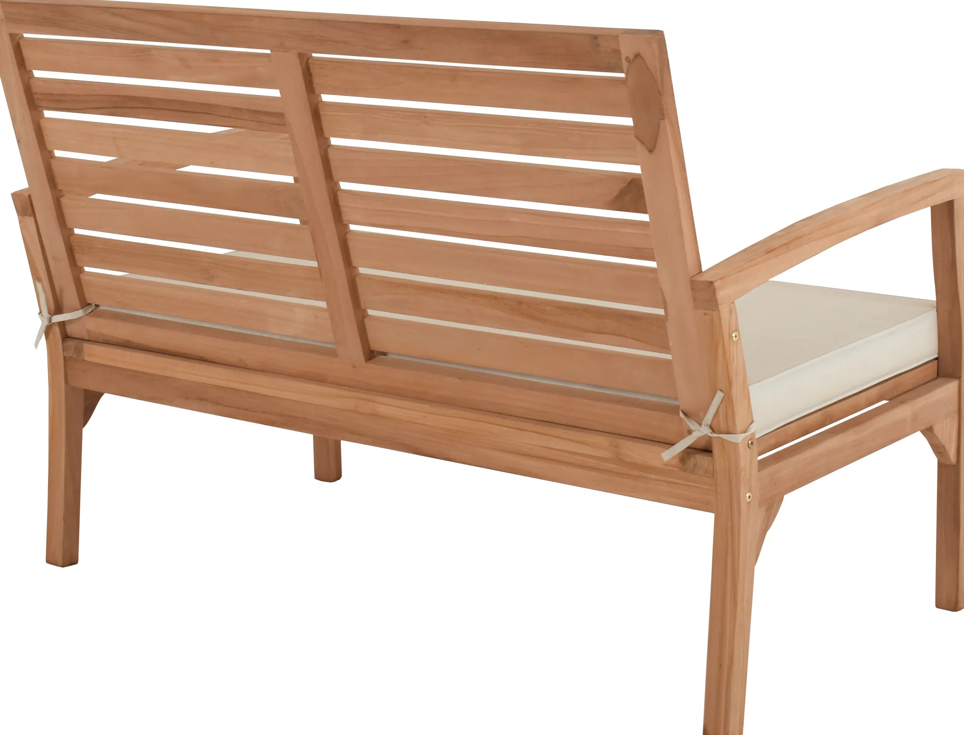 Ivory bænk i teaktræ med hynde 120x70x80cm