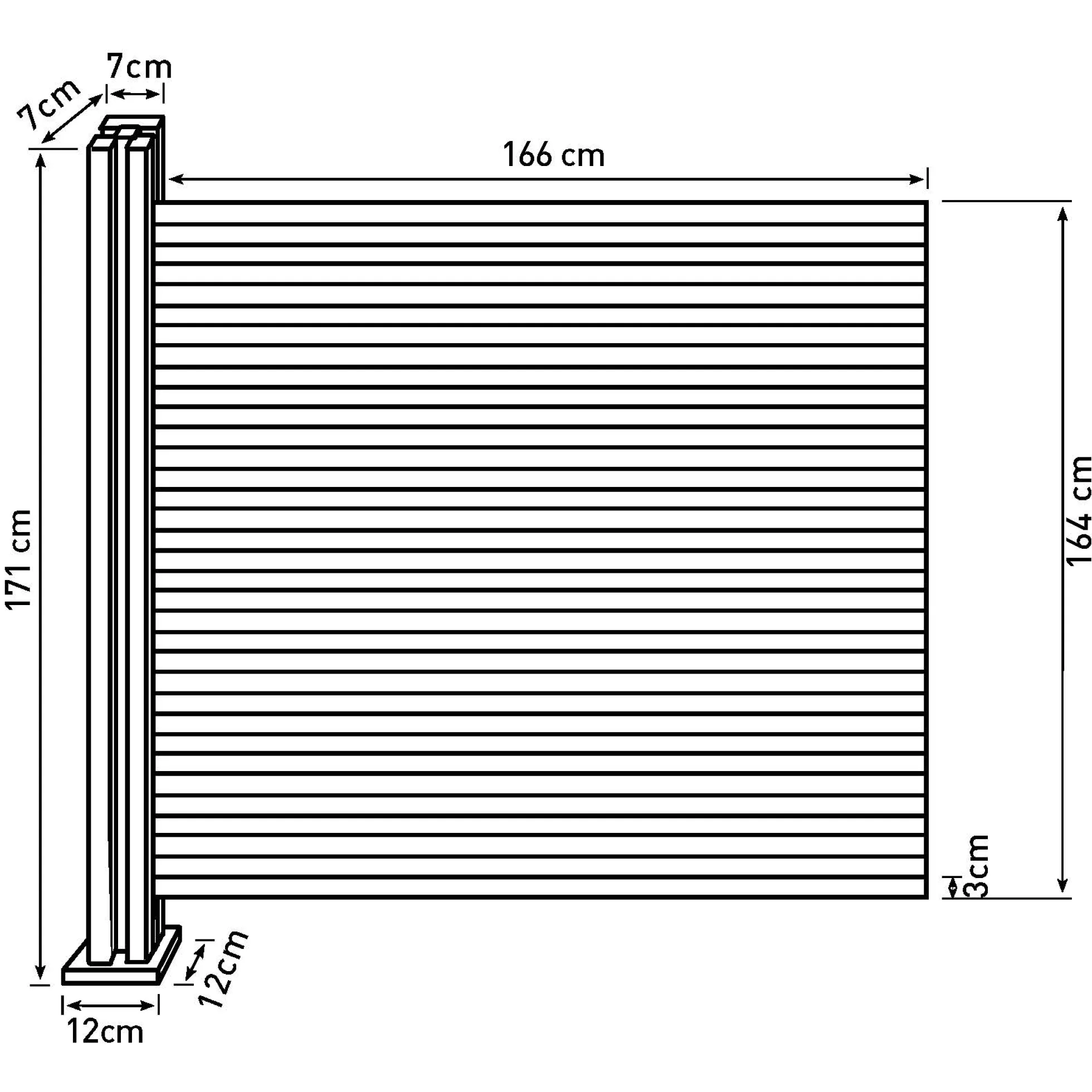 Komposithegn med 1 stolpe 164cm brun