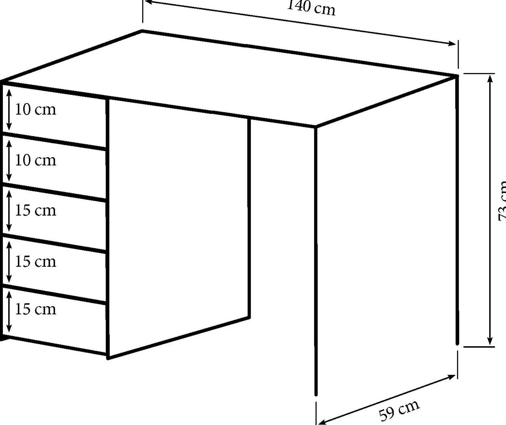 Kristiansund hvid 140x59x73cm