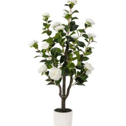 Kunstig kamelia japansk rosetræ hvid 90 cm