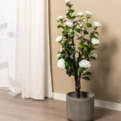 Kunstig kamelia japansk rosetræ hvid 90 cm
