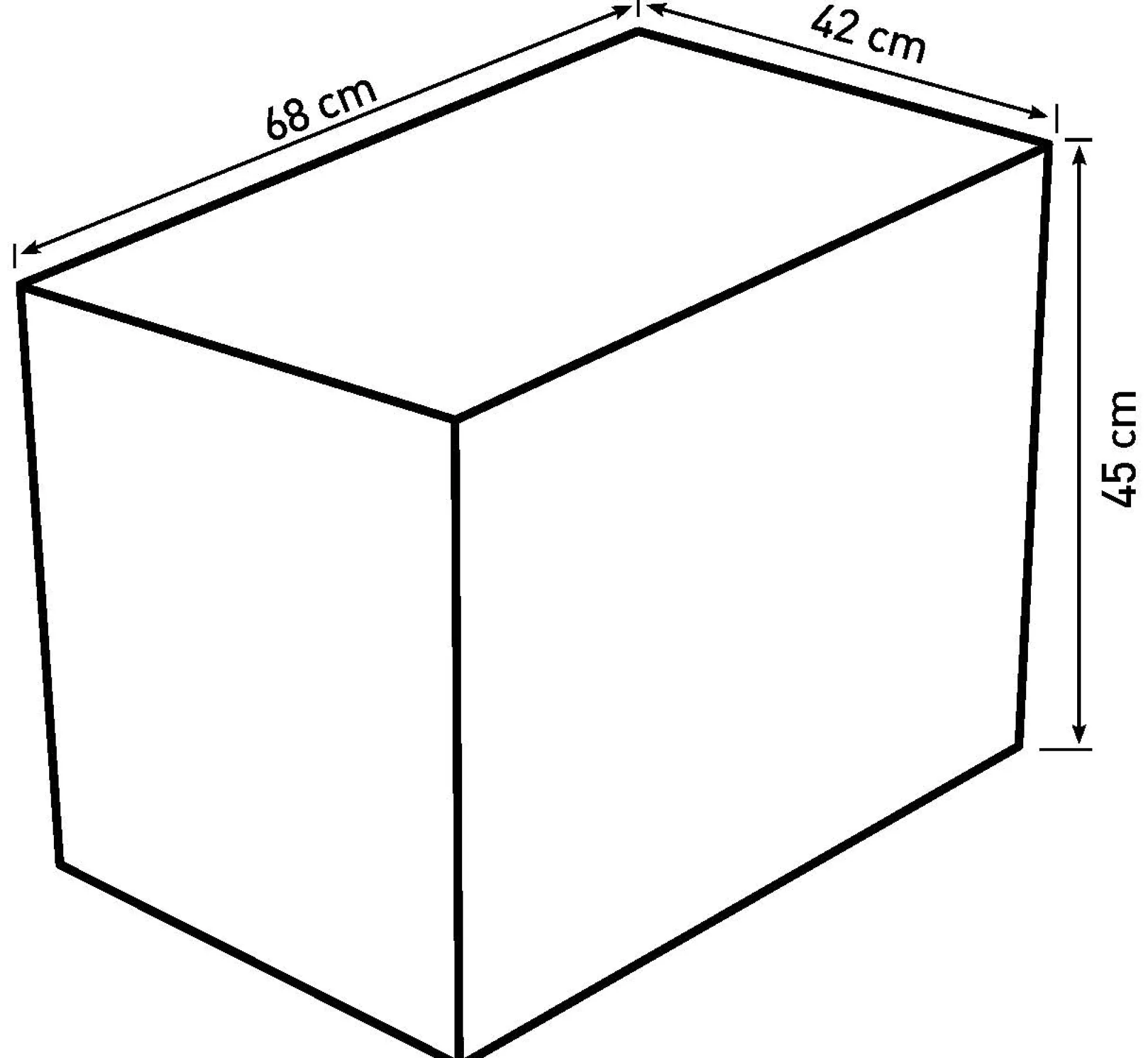 Kurv aflang med hjul 68x42x45cm
