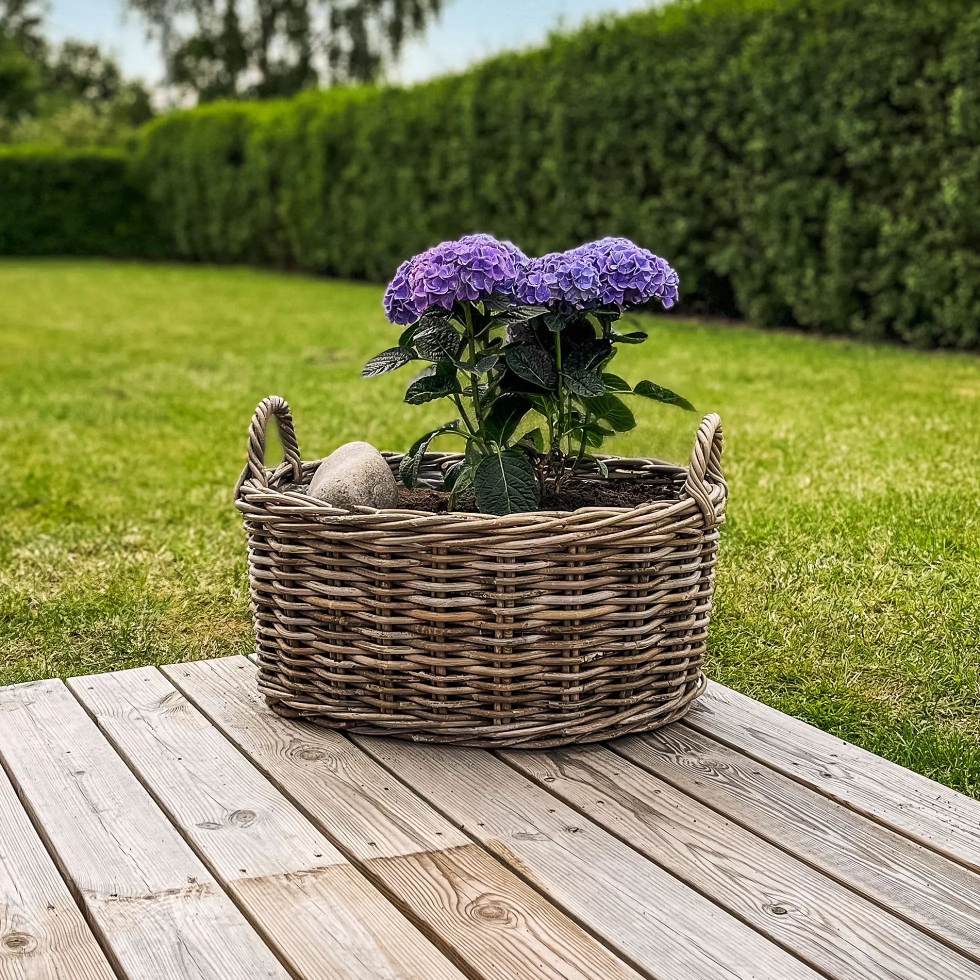 Kurv oval med håndtag 60x47x28cm