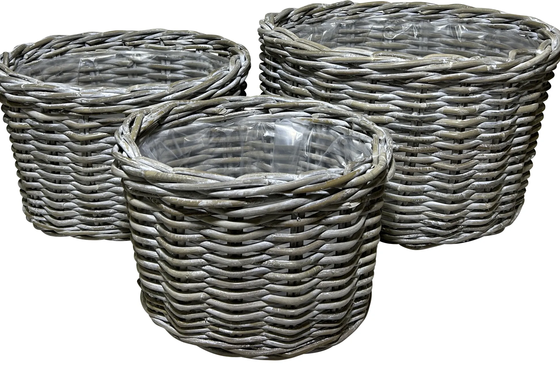 Kurvesæt oval kubu rattan grå