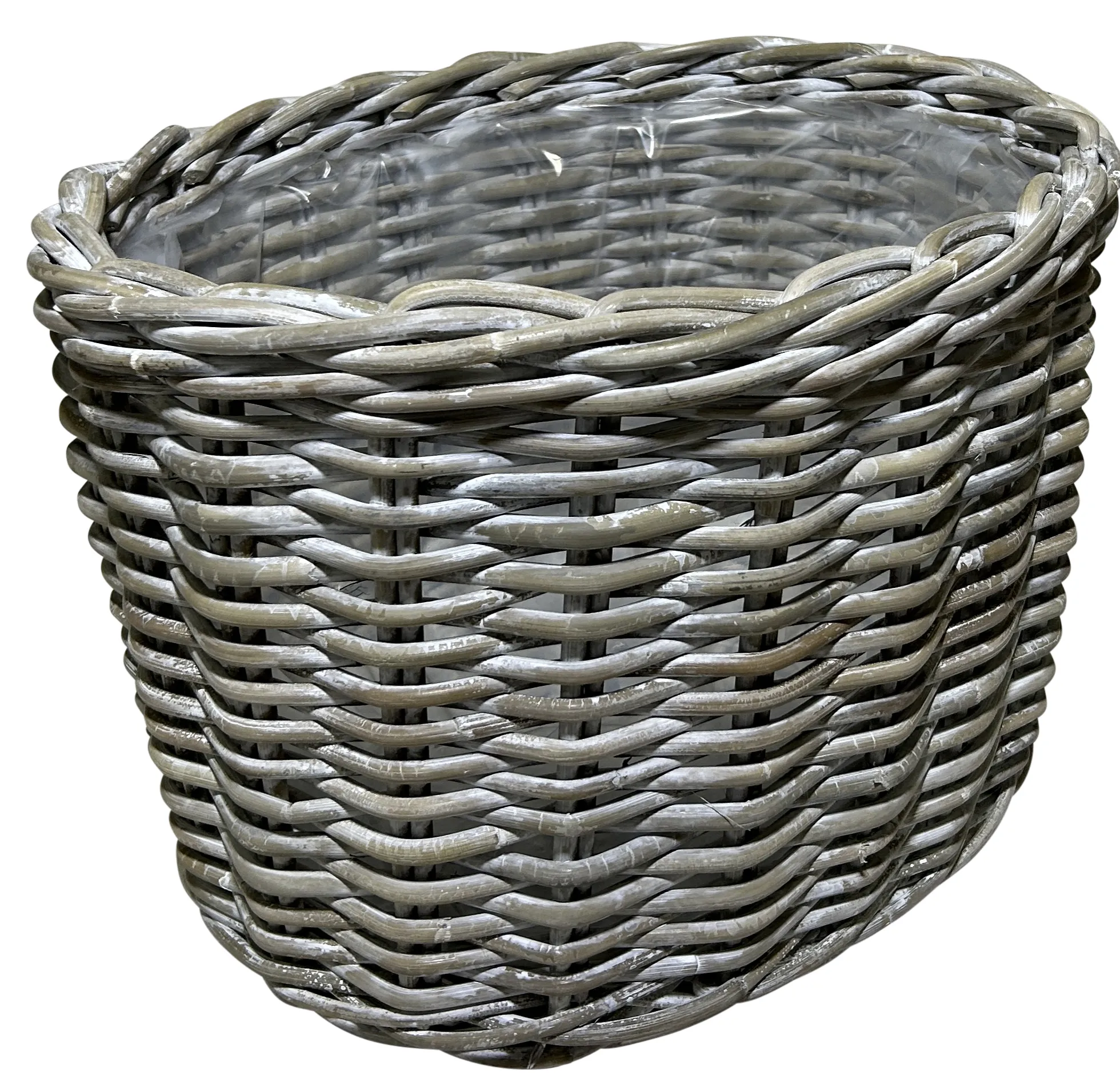 Kurvesæt oval kubu rattan grå