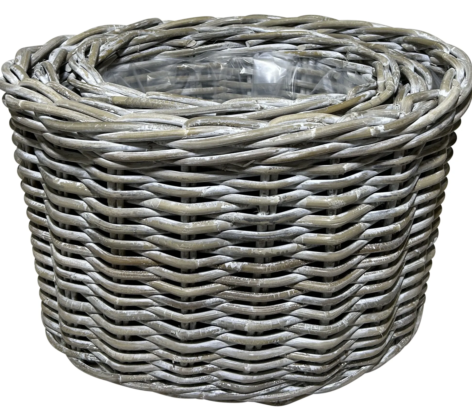 Kurvesæt oval kubu rattan grå