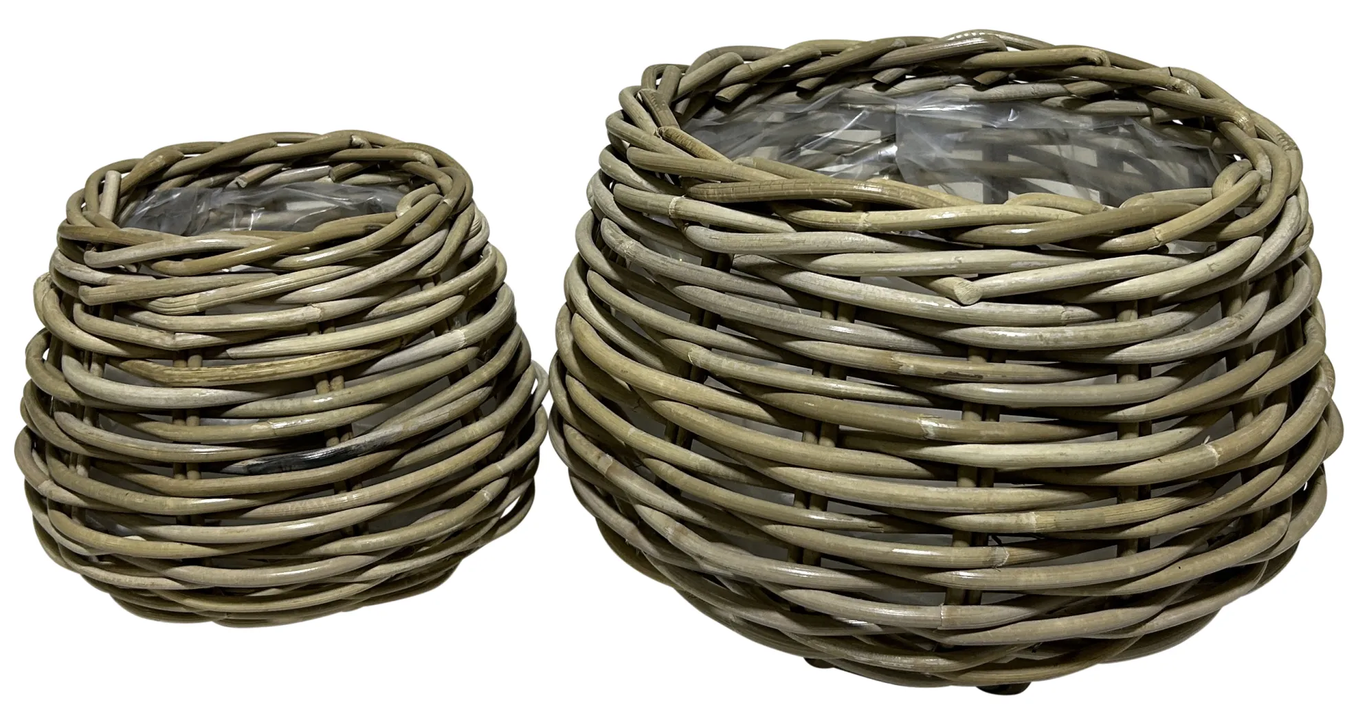 Kurvesæt rund kubu rattan natur 2 stk.