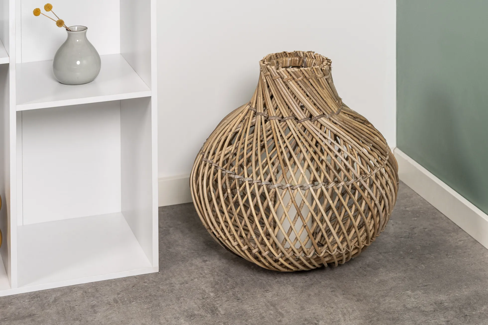 Lampeskærm oval natur kubu rattan ø38cm