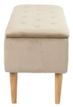 Lens med opbevaring velour beige/natur