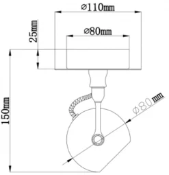 Loftlampe kugleformet 1 spot sort