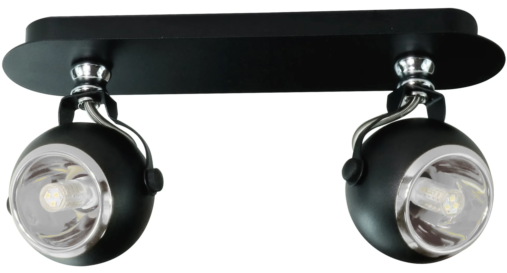 Loftlampe kugleformet 2 spots sort