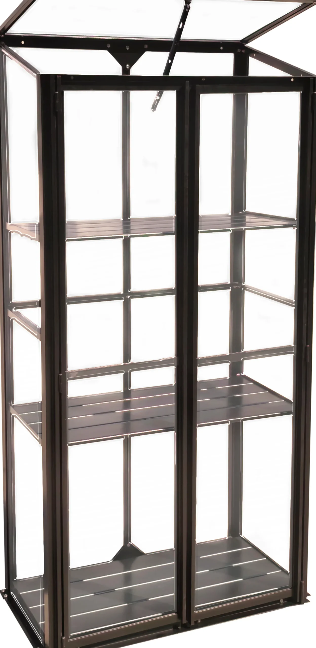Minidrivhus 3 hylder poly sort 77,6x41,5x151,1cm