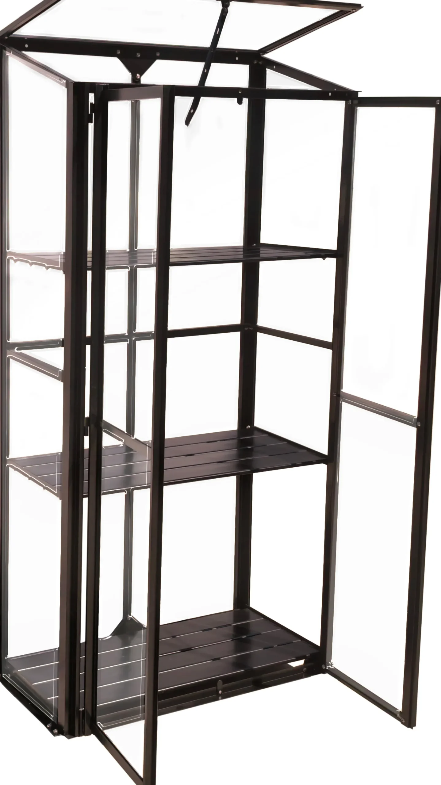 Minidrivhus 3 hylder poly sort 77,6x41,5x151,1cm