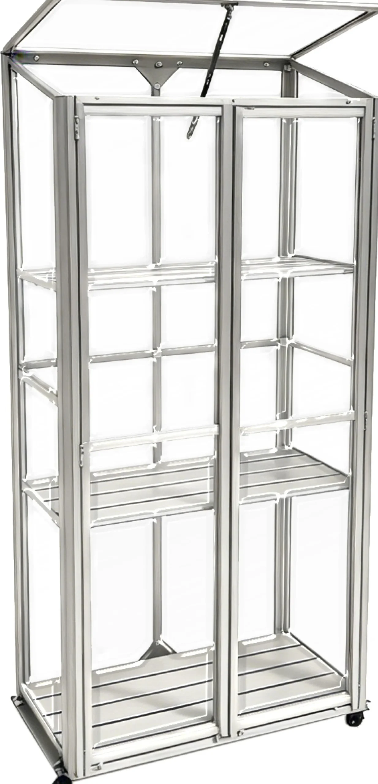 Minidrivhus med hjul poly sølv 77,6x41,5x151,1cm