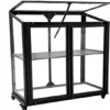 Minidrivhus med hjul poly sort 77,6x41,5x71,1cm