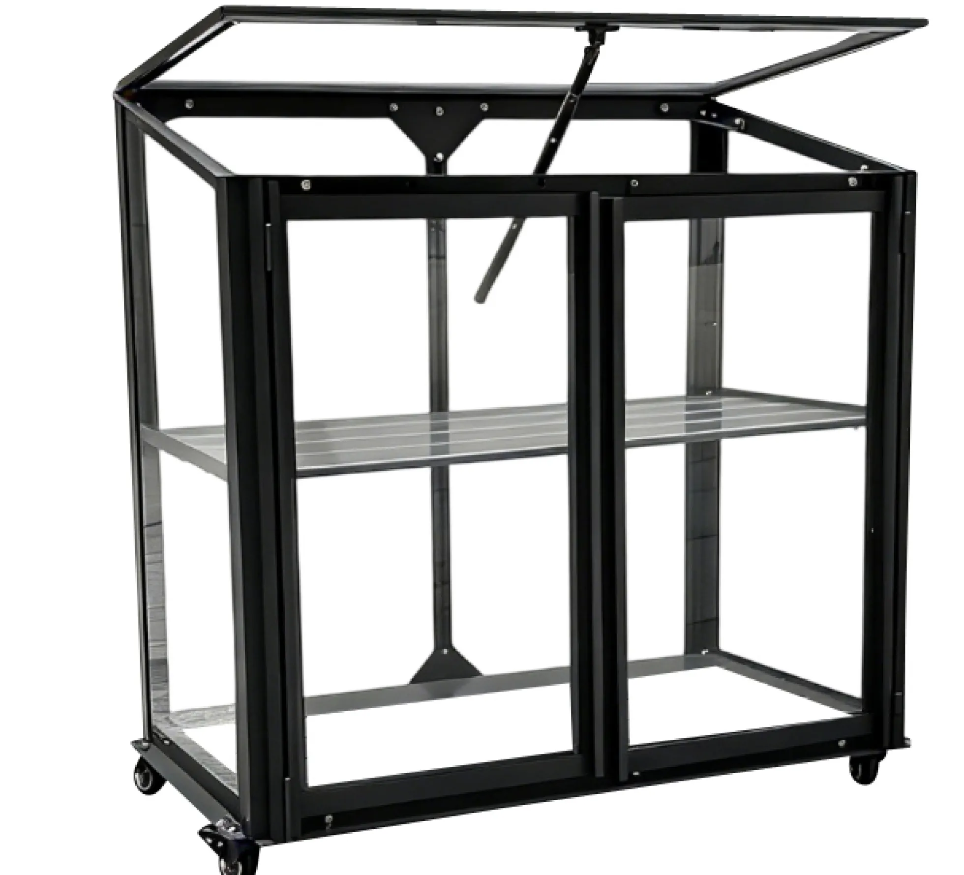 Minidrivhus med hjul poly sort 77,6x41,5x71,1cm