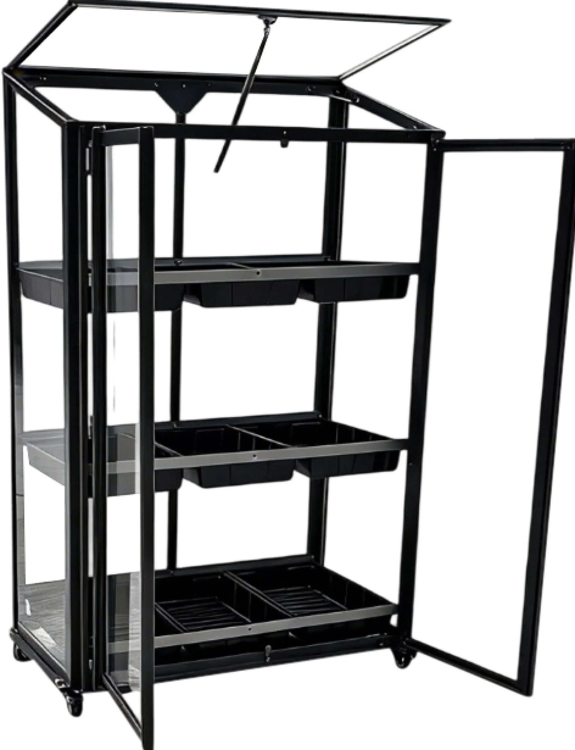 Minidrivhus med hjul poly sort 77,6x41,5x111,1cm.