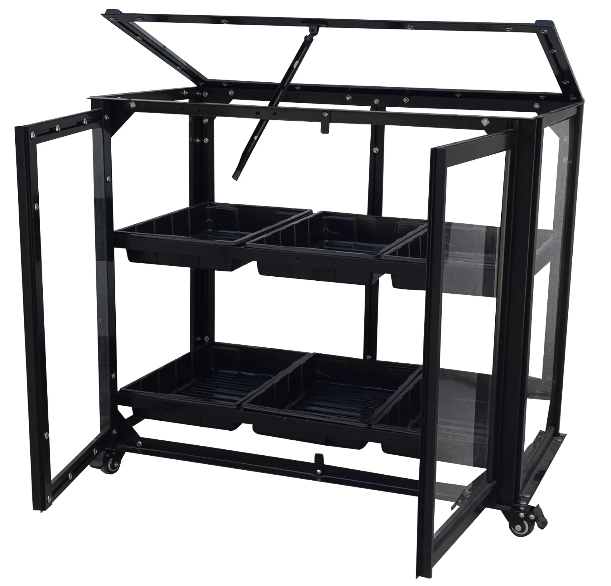 Minidrivhus med hjul sort 77,6x41,5x61cm