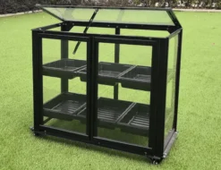 Minidrivhus med hjul sort 77,6x41,5x61cm