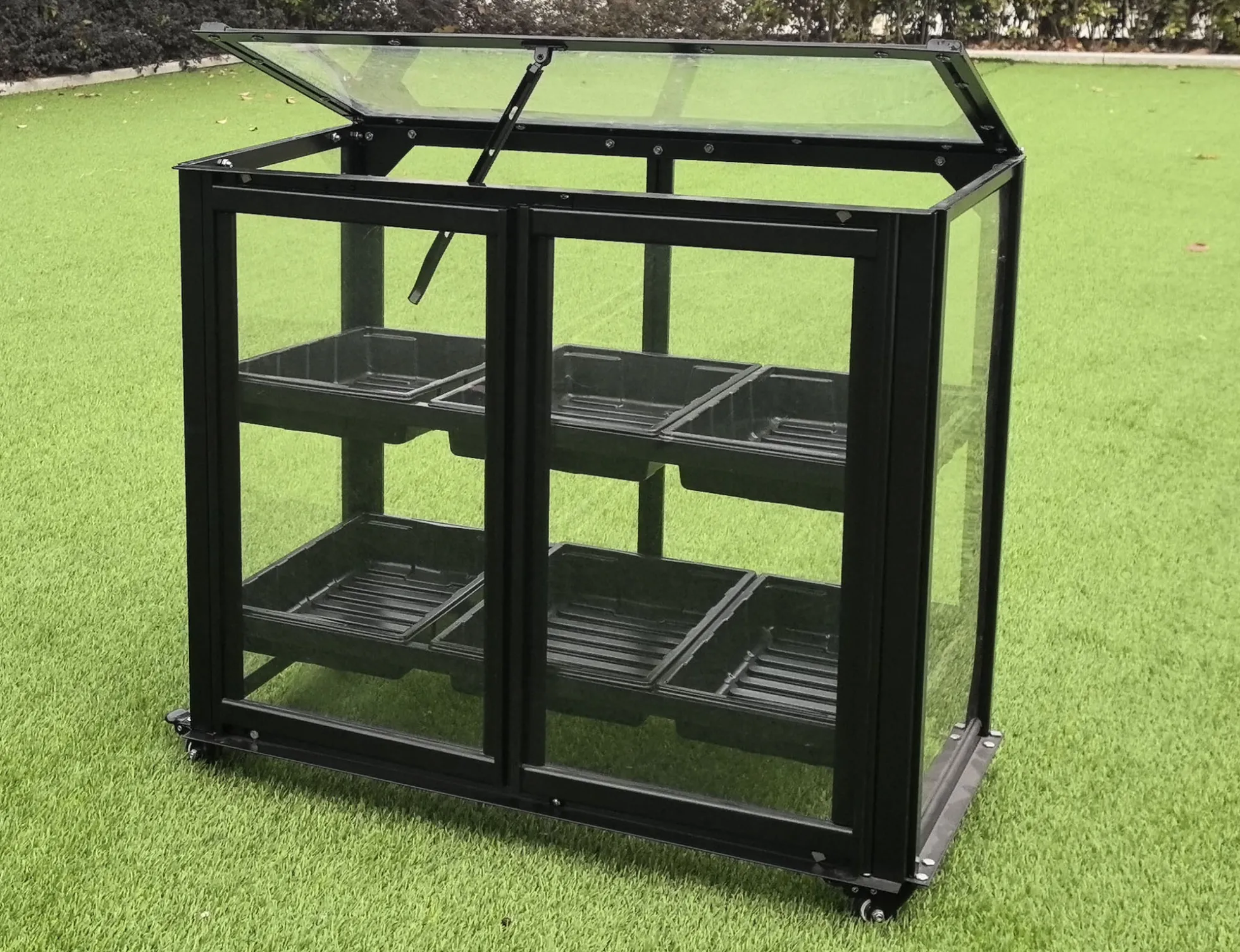 Minidrivhus med hjul sort 77,6x41,5x61cm