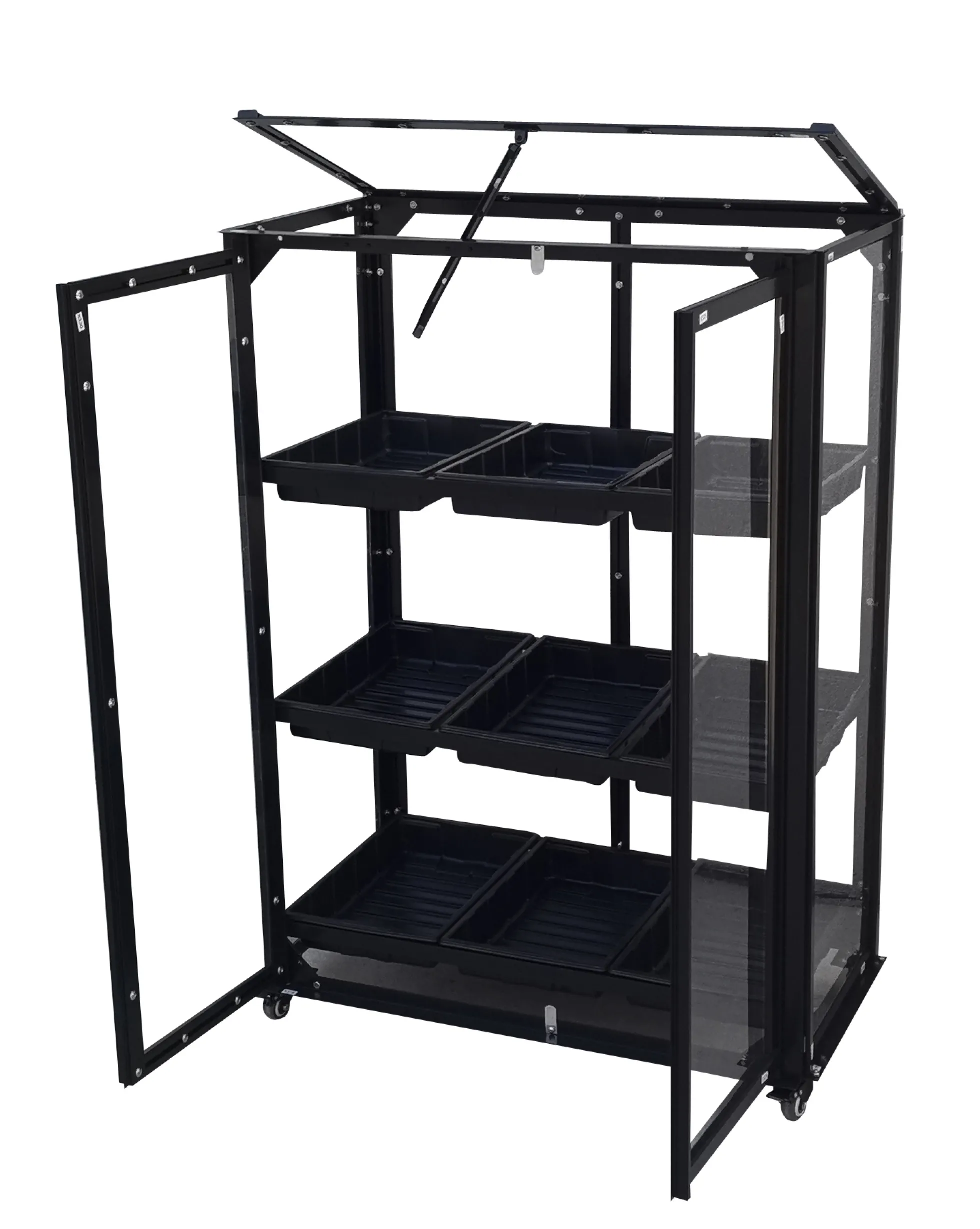 Minidrivhus med hjul sort 77,6x41,5x101cm