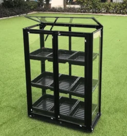 Minidrivhus med hjul sort 77,6x41,5x101cm
